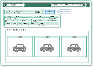 自動車販売管理ソフト「Car Store System SP」の車両管理画面